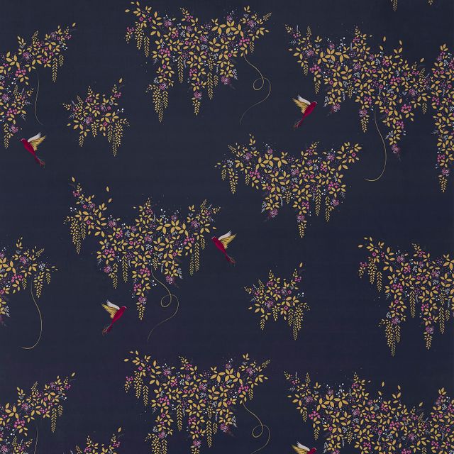 Sara Miller Sara Miller Volume 1 Hummingbird Velvet Deep Navy Upholstery Fabric