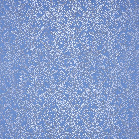 Metallic Leaves Cornflower Blue