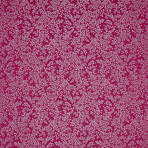 Metallic Leaves Fuchsia Voile Fabric