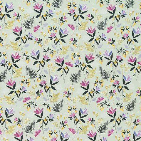 Orchard Floral Sateen Duck Egg Voile Fabric