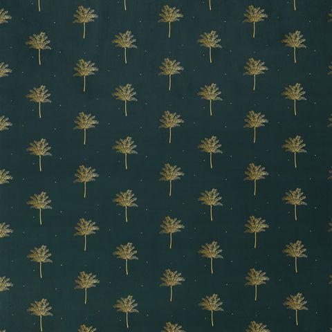 Tropical Palm Velvet Forest Green Upholstery Fabric