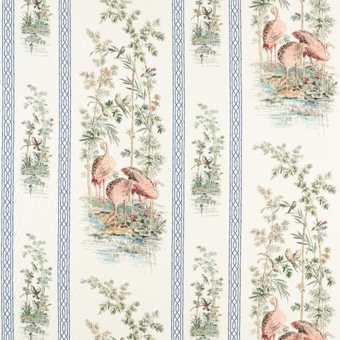 Stork & Thrushes Tuscan Pink/ Cobalt Upholstery Fabric