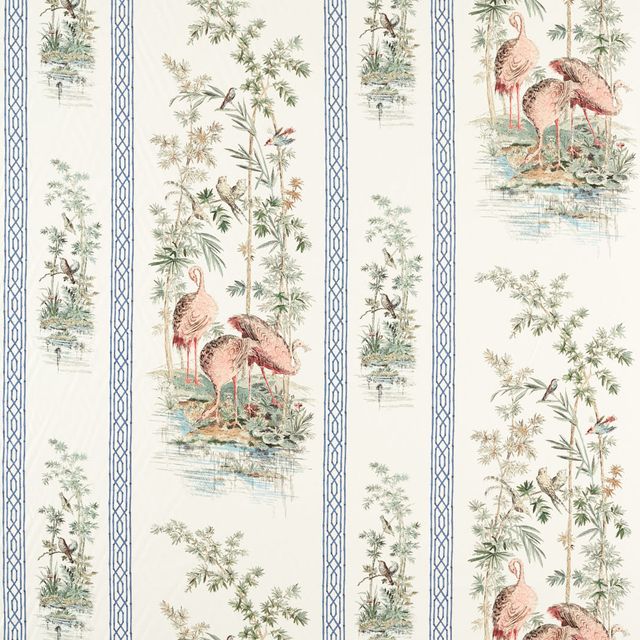Zoffany Cotswolds Manor Stork & Thrushes Tuscan Pink/ Cobalt