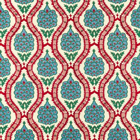 Zoffany Cotswolds Manor Anar Trellis Serpentine/Crimson Made To Measure Curtain