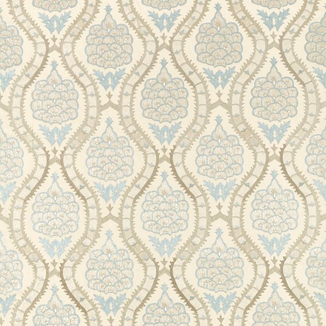 Zoffany Cotswolds Manor Anar Trellis Stockholm Blue/Platinum Grey Upholstery Fabric