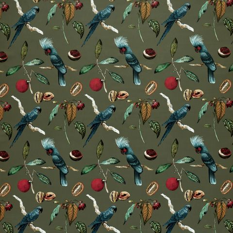 Cockatoo Olive Upholstery Fabric
