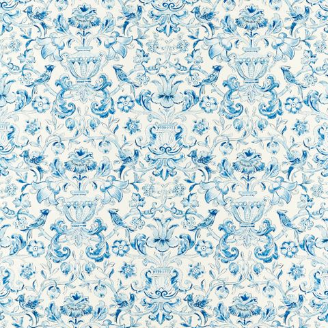 Pompadour Print Indigo Upholstery Fabric