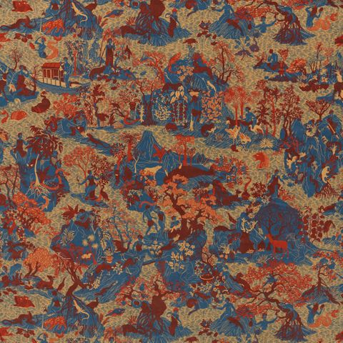 Avalonis Velvet Como Blue/Koi Upholstery Fabric