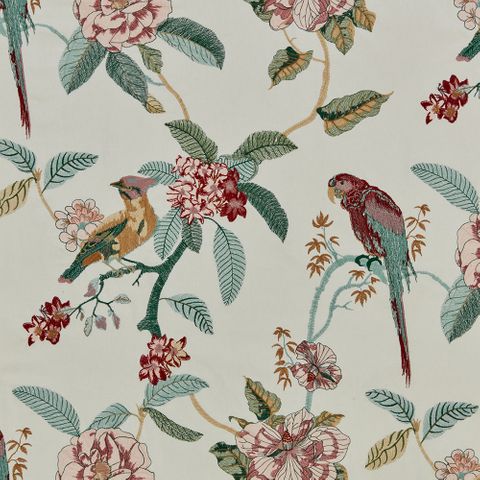 Birds of paradise Damson Voile Fabric