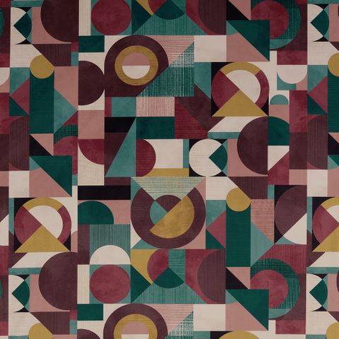 Geometrica Velvet Bilberry Upholstery Fabric