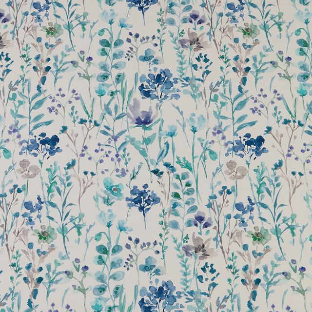 iLiv Water Meadow Wild Flowers Cobalt Upholstery Fabric