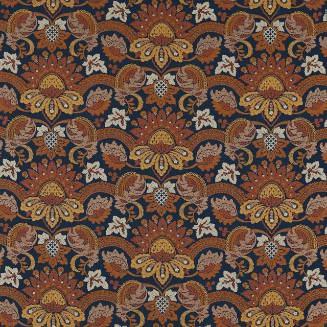 Zoffany Decorative Velvets 2 Pomegranate Velvet Indigo / Terracota