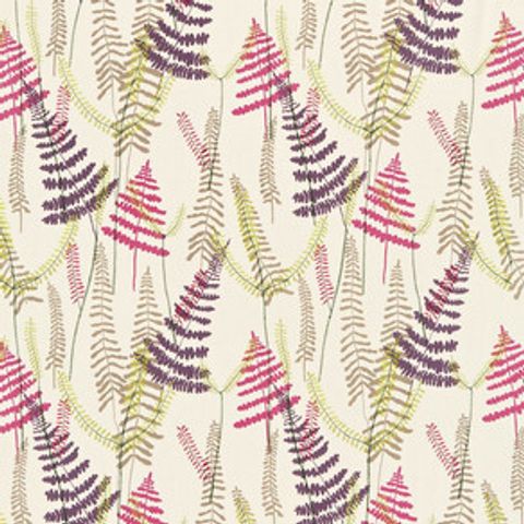 Athyrium Plum Fuchsia Linen And Lime Voile Fabric