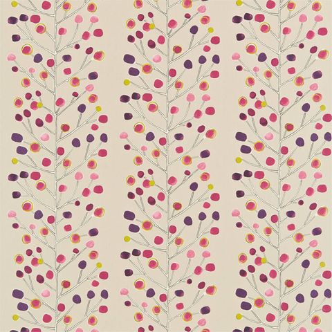 Berry Tree Mink Plum Berry And Lime Voile Fabric