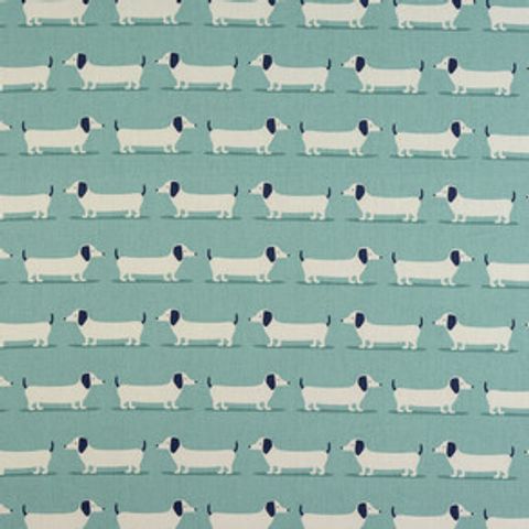 Hound Dog DuckEgg Upholstery Fabric