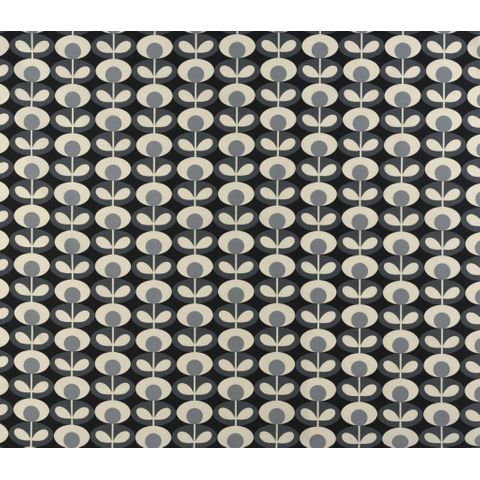 Oval Flower Cool Grey Voile Fabric