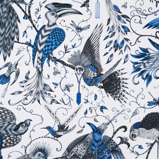 Clarke and Clarke Animalia Audubon Blue