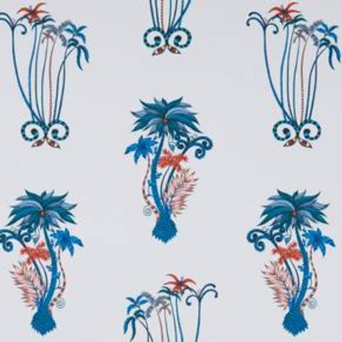 Jungle Palms Blue Upholstery Fabric