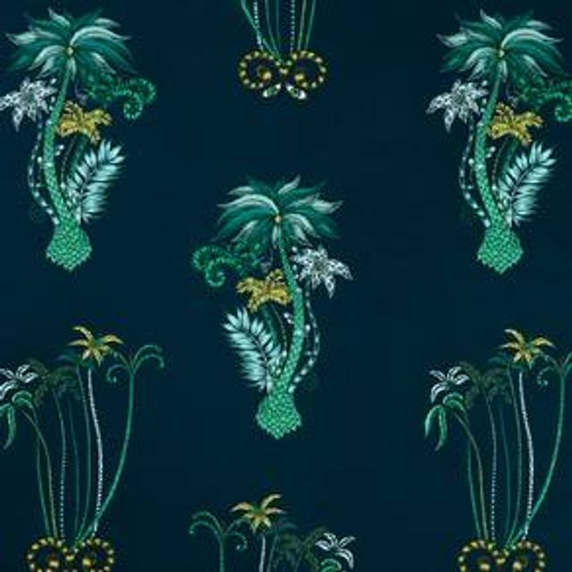 Clarke and Clarke Animalia Jungle Palms Navy