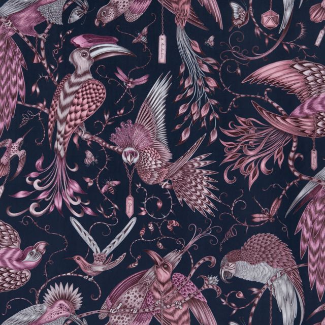Clarke and Clarke Animalia Audubon Pink Velvet