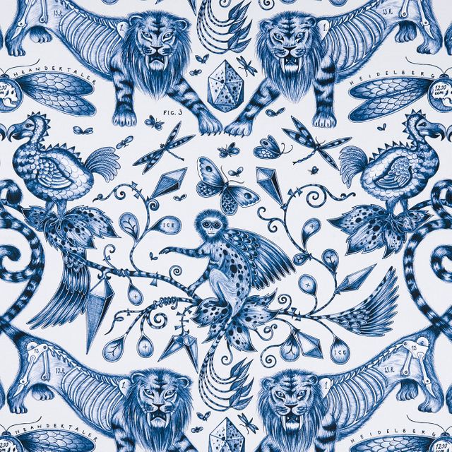 Clarke and Clarke Animalia Extinct Blue