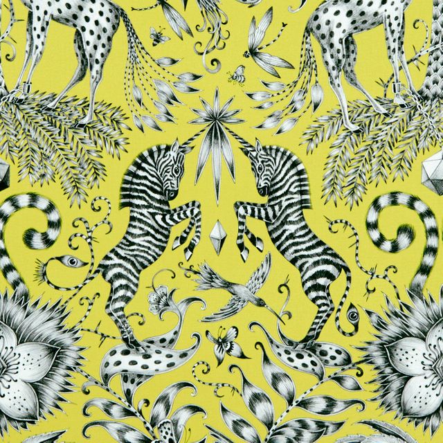 Clarke and Clarke Animalia Kruger Lime Upholstery Fabric