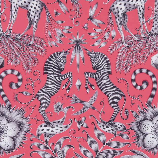 Clarke and Clarke Animalia Kruger Magenta