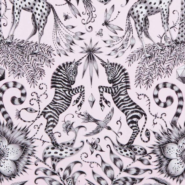 Clarke and Clarke Animalia Kruger Pink Upholstery Fabric