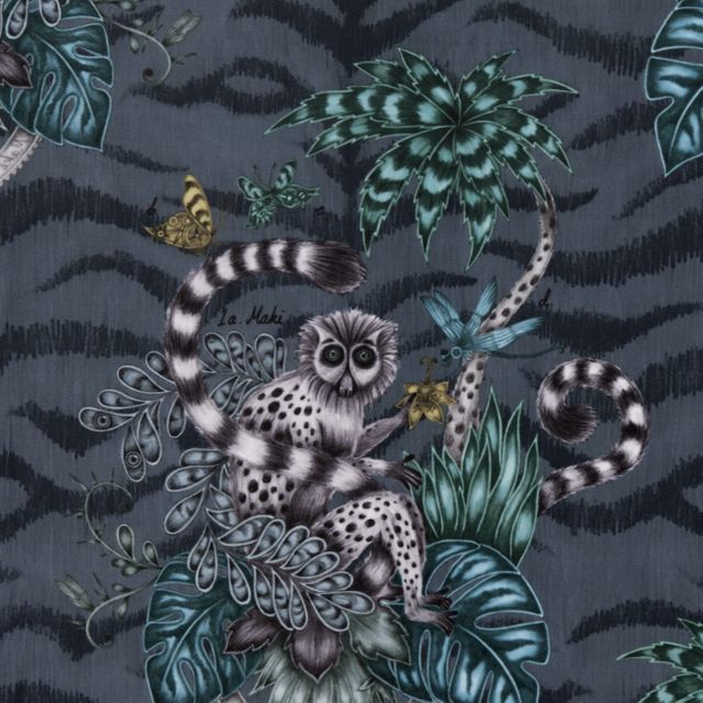 Lemur Navy Velvet Upholstery Fabric