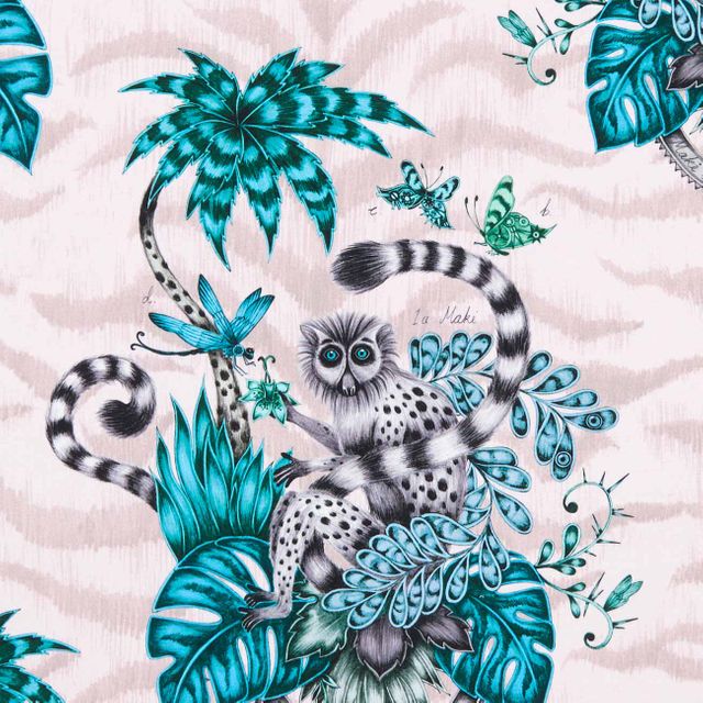 Clarke and Clarke Animalia Lemur Pink