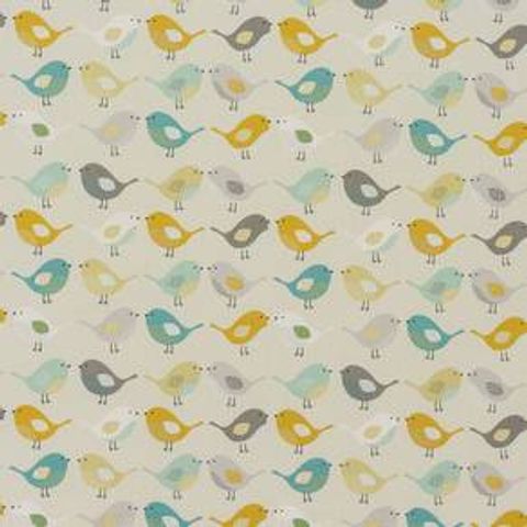 Birds Ochre Upholstery Fabric