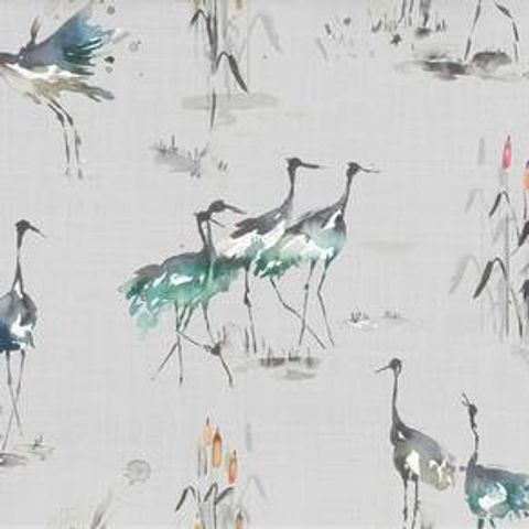 Cranes Cobalt Voile Fabric