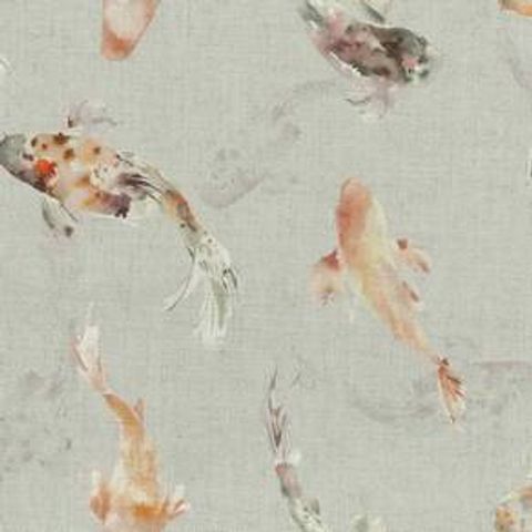 Voyage Decoration Kyoto Gardens Koi Carp Linen Amber Cushion