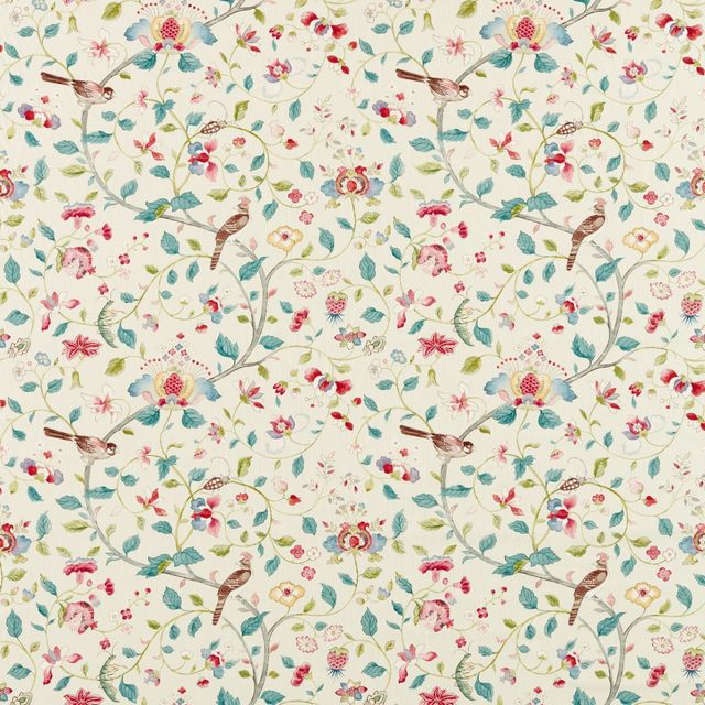 Sanderson Arboretum Fabrics Arils Garden Blue Clay/Pink