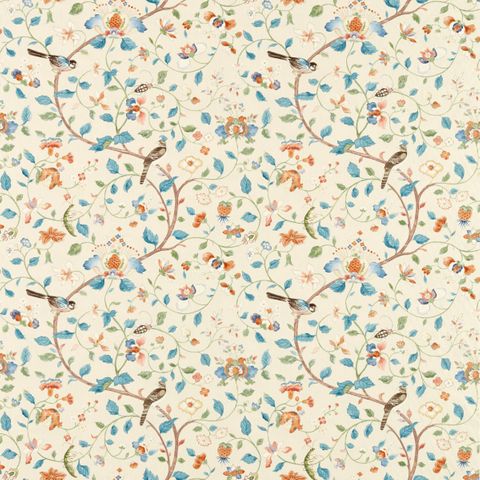 Arils Garden Teal/Russet Upholstery Fabric