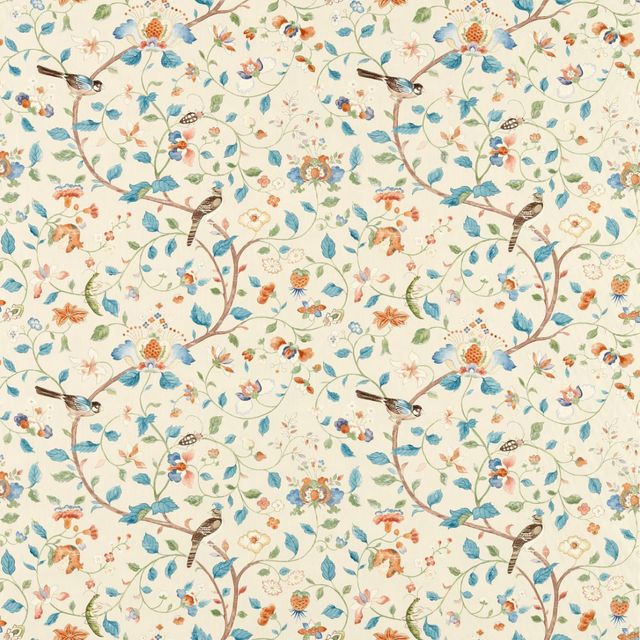 Sanderson Arboretum Fabrics Arils Garden Teal/Russet Upholstery Fabric