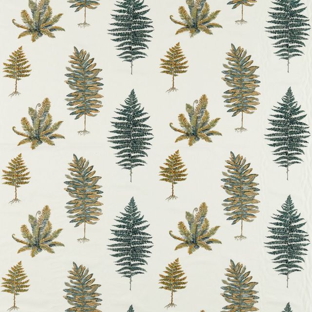 Sanderson Arboretum Fabrics Fernery Embroidery Forest Green