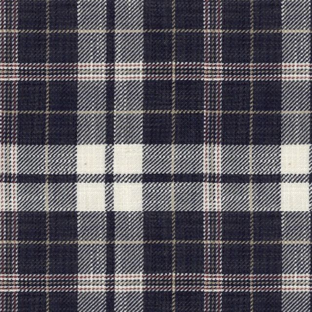 Ian Mankin Britannia Collection Ayr Check Dark Navy Upholstery Fabric