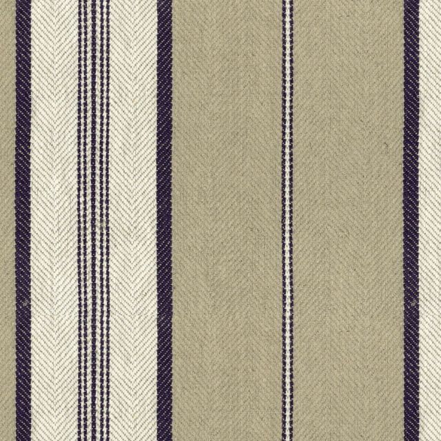 Troon Stripe Dark Navy Voile Fabric