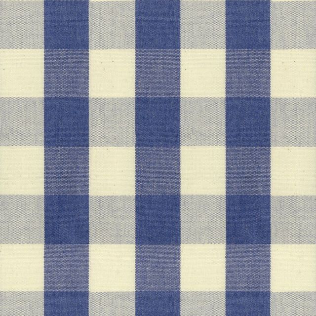 Ian Mankin The Blue and Navy Collection Suffolk Check Large Indigo Upholstery Fabric