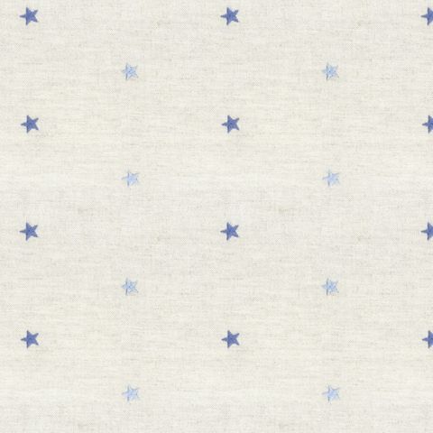 Embroidered Union Star Blue Upholstery Fabric