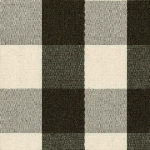 Avon Check Black Upholstery Fabric