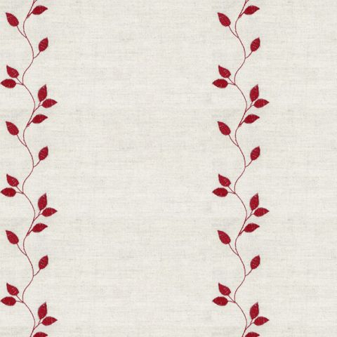 Embroidered Union Leaf Claret Upholstery Fabric