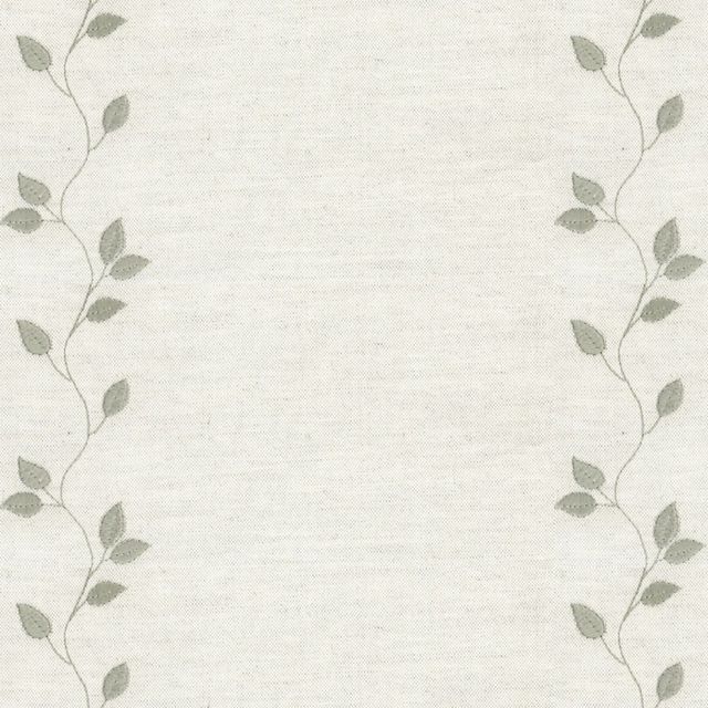 Ian Mankin The Sage and Mint Collection Embroidered Union Leaf Sage Upholstery Fabric