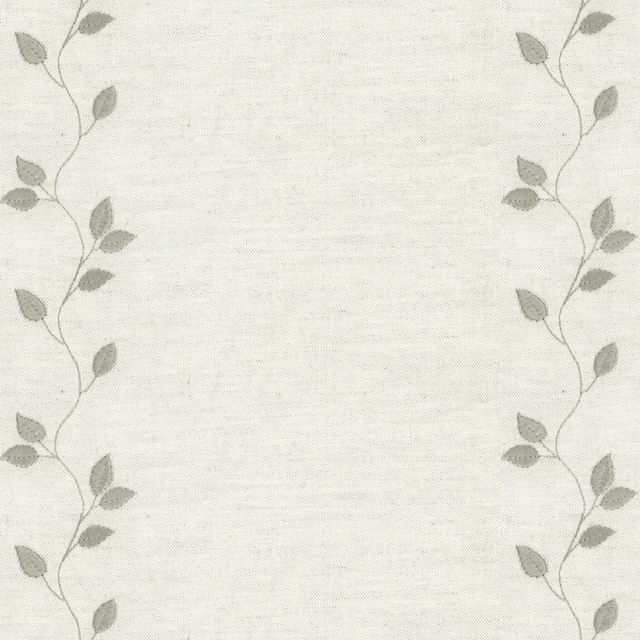 Ian Mankin The Sage and Mint Collection Embroidered Union Leaf Sage Upholstery Fabric