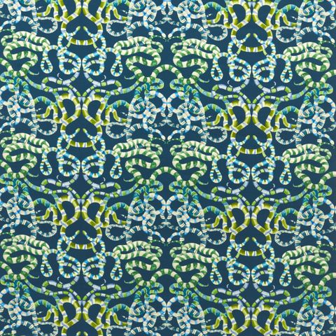 Serpenti Velvet Onsen/Emerald/Azul Upholstery Fabric