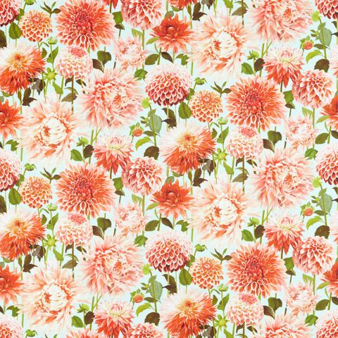 Dahlia Coral/Fig Leaf/Sky Upholstery Fabric