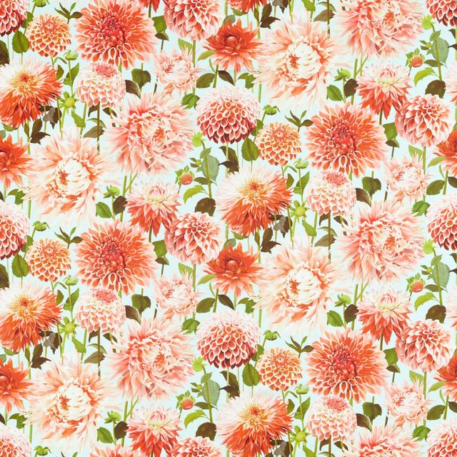 Harlequin Colour 2 Fabrics Dahlia Coral/Fig Leaf/Sky