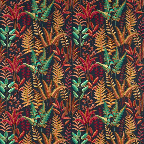 BRACKEN RUSSET/AQUA EMB Voile Fabric