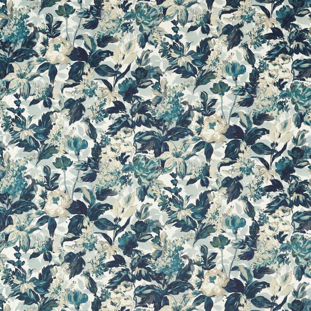 Clarke and Clarke Marianne Fabric LILUM DENIM/IVORY